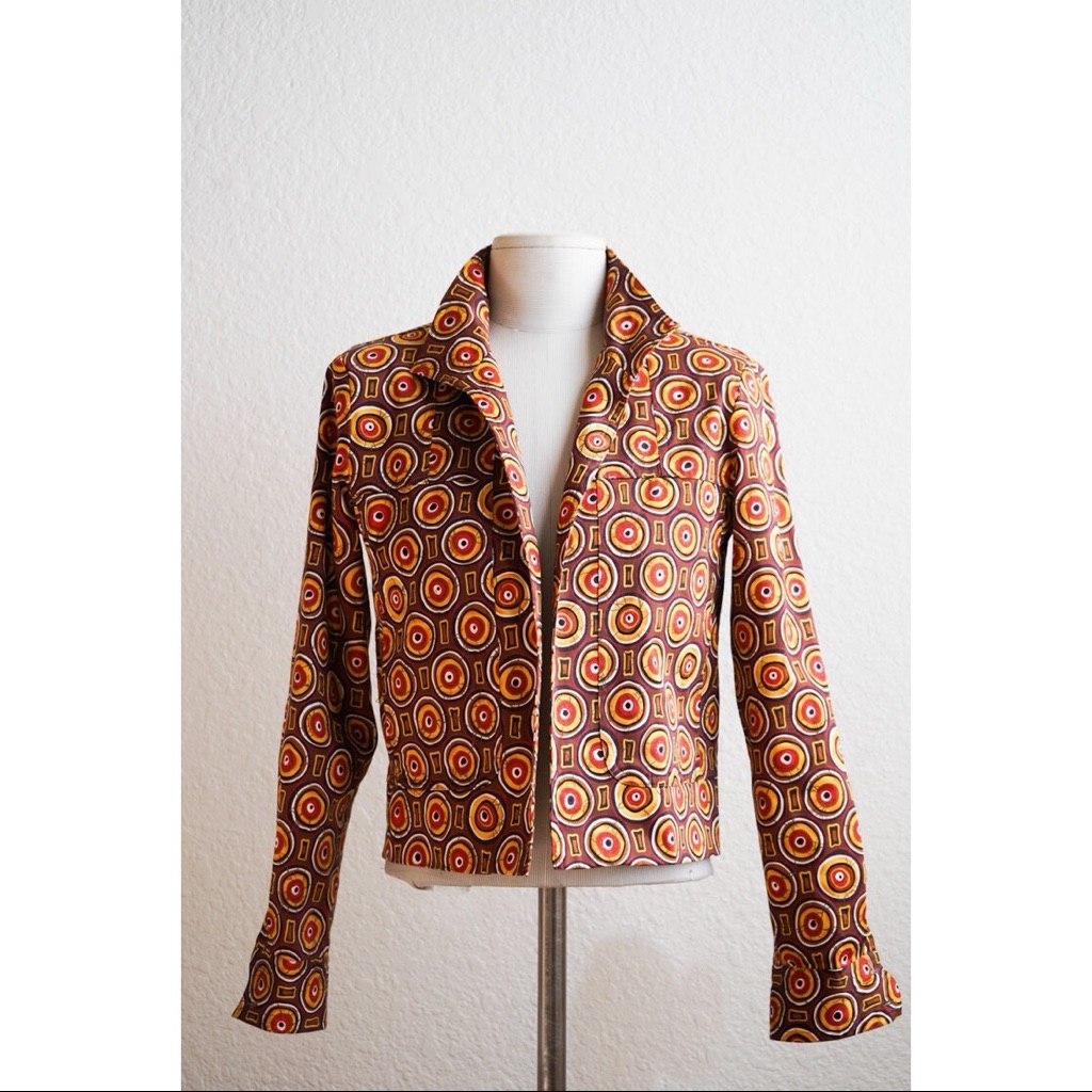Multicolored Patterned Open Blazer